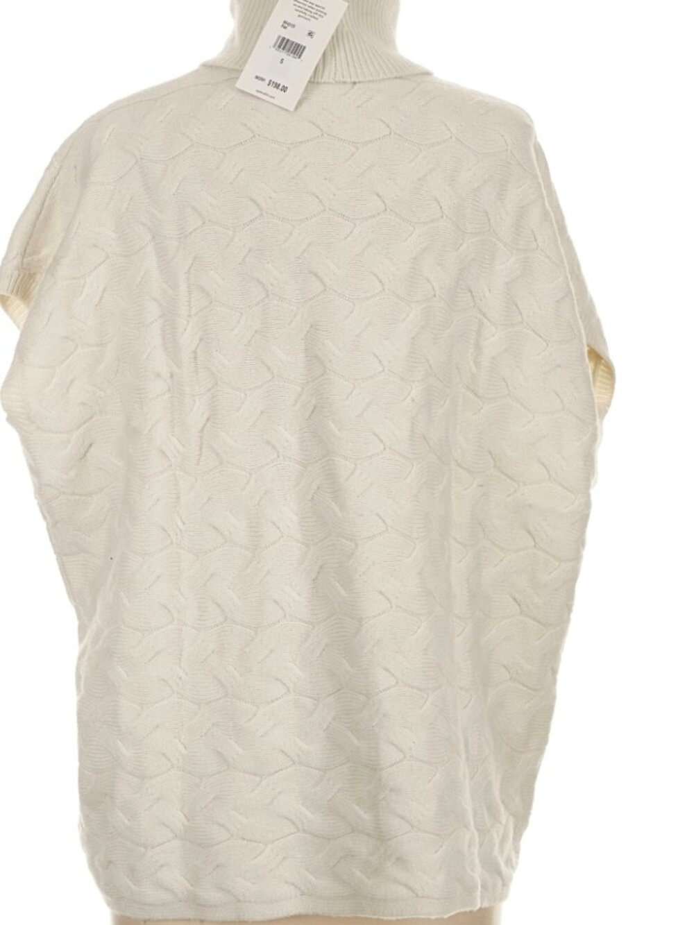 NWT Splendid Collection Wool Cashmere Blend Textured Poncho Ivory Sz Small $198